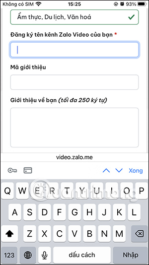 Tài khoản kênh Zalo Video