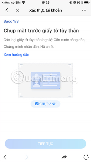 Đăng tải giấy tờ xác thực Zalo