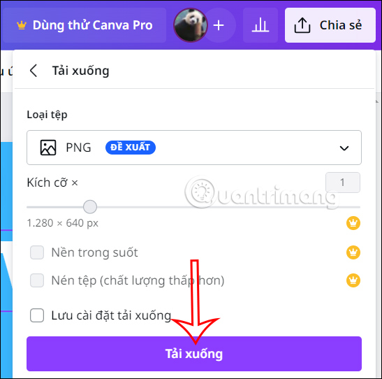 Tải ảnh văn bản PNG trong Canva