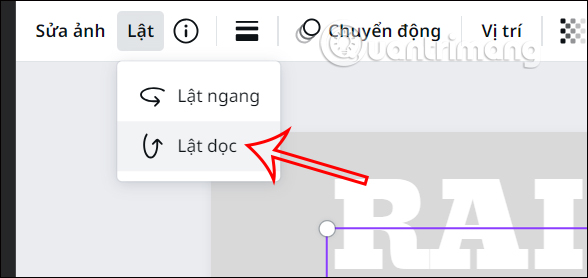 Lật dọc hình ảnh văn bản trong Canva