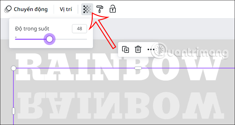 Chỉnh độ mờ văn bản trong Canva