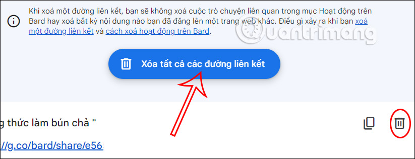 Dừng chia sẻ trên Google Bard