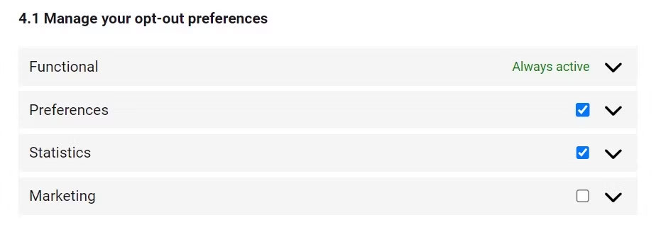 Tùy chọn tùy chọn từ chối cookie của Complianz