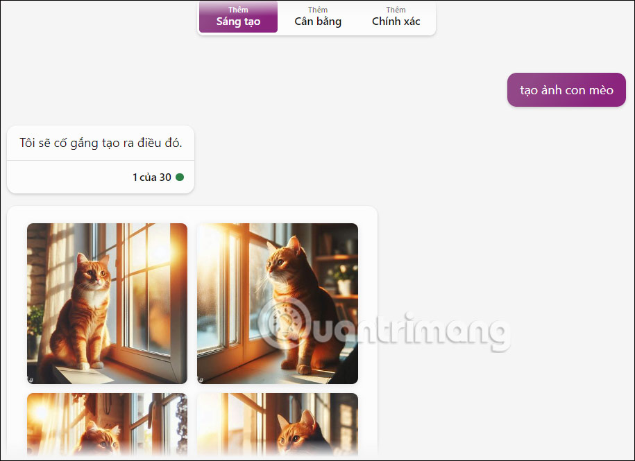 Tạo ảnh AI trên Copilot nền web