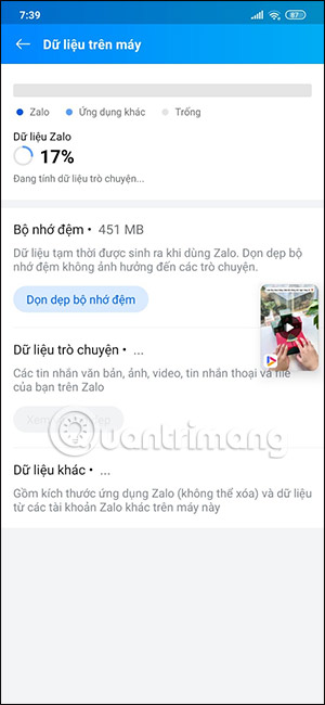 Video Zalo Video thu nhỏ