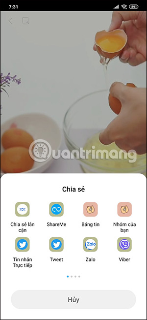 Gửi video sang ứng dụng khác