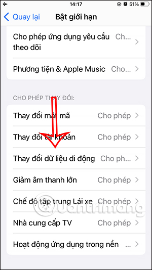 Thay đổi dữ liệu di động trên iPhone