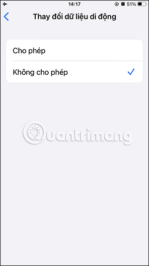Chặn sử dụng dữ liệu di động iPhone