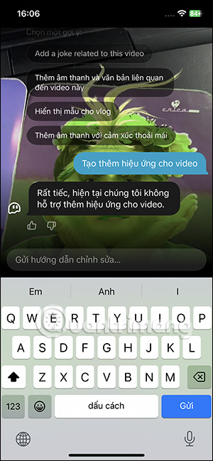 Đoạn chat TikTok chatbot AI