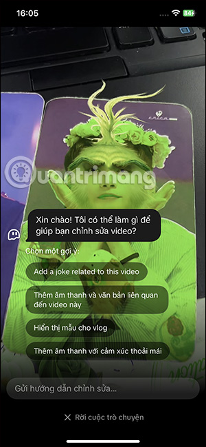 Giao diện TikTok chatbot AI