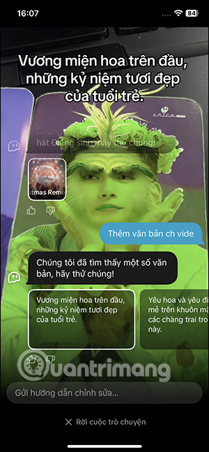 Yêu cầu thêm văn bản video TikTok chatbot AI