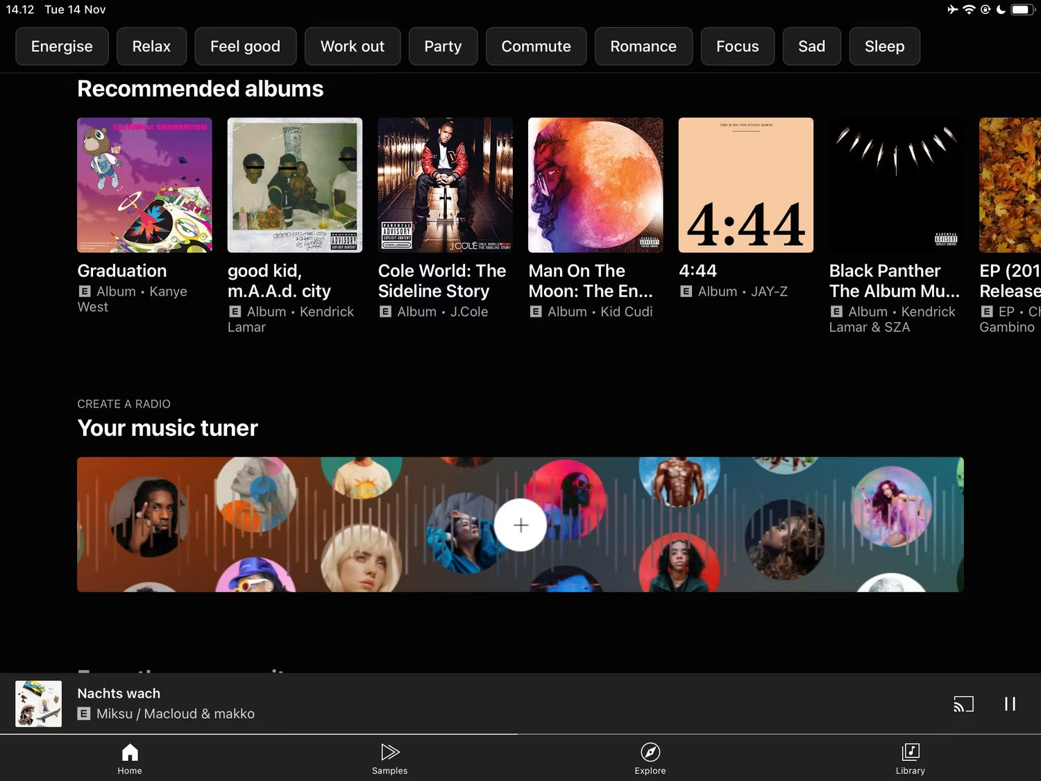 Giao diện ứng dụng YouTube Music