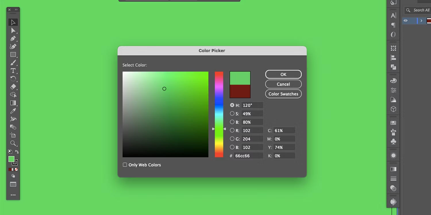 Bộ chọn màu RGB của Adobe Illustrator