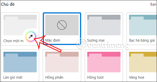Chọn màu theme tự chỉnh Microsoft Edge