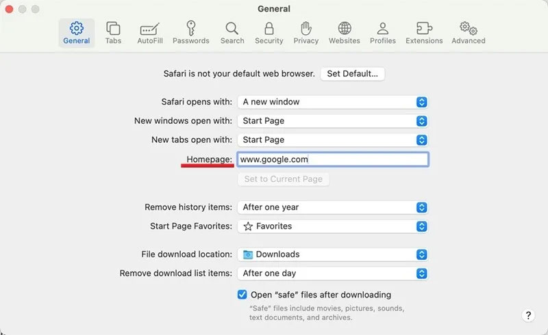 Vào trang chủ mới cho trình duyệt Safari trên Mac.