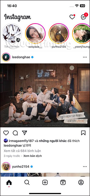 Giao diện Instagram