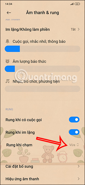 Chỉnh rung màn hình trên điện thoại Xiaomi