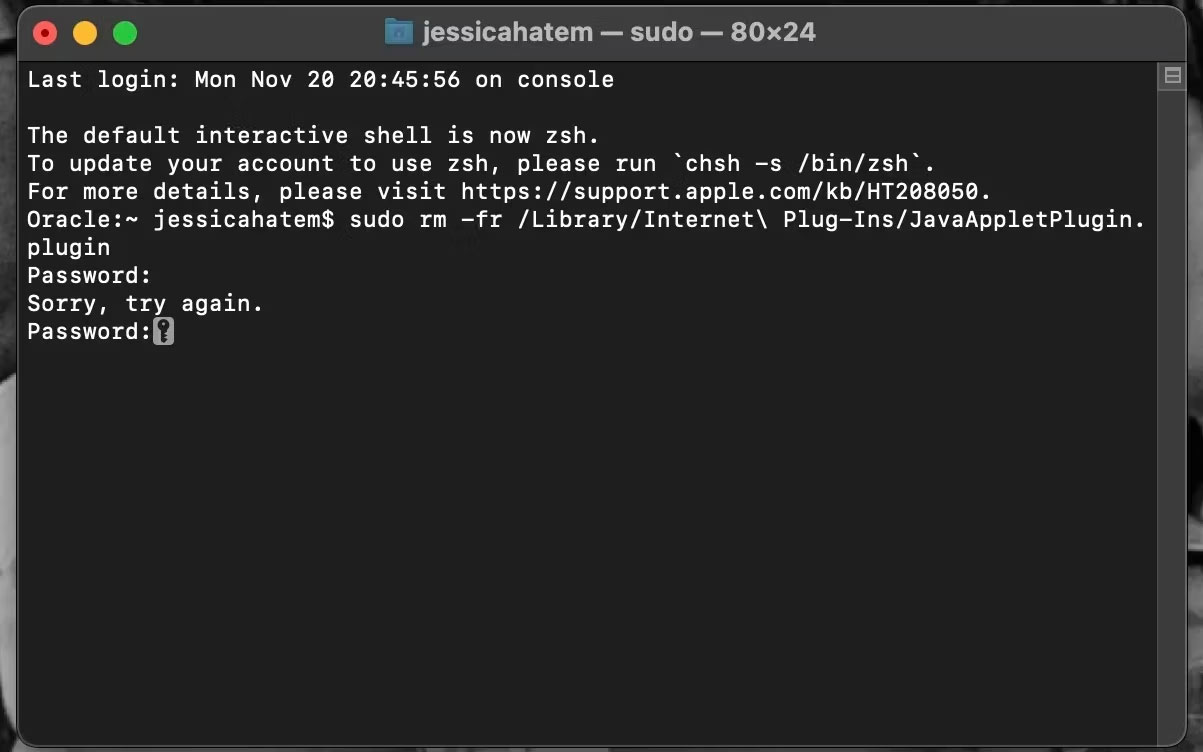 Xóa Java bằng Terminal