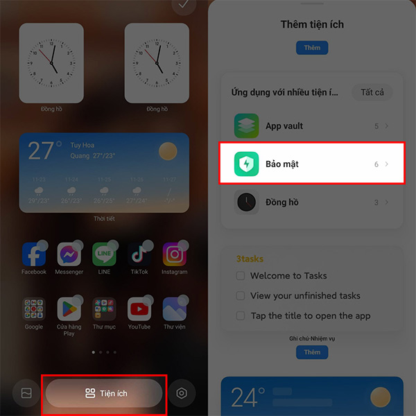 Thêm tiện ích trên điện thoại Xiaomi