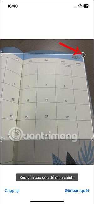 Chỉnh vùng tài liệu cần lấy