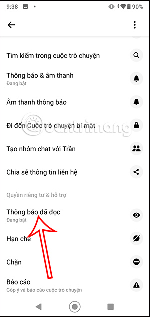 Thông báo đã đọc Messenger
