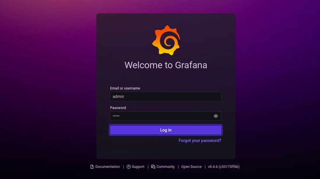 Trang đăng nhập Grafana