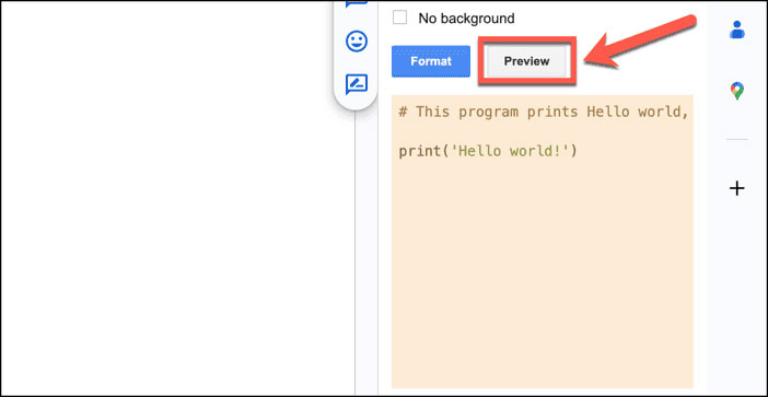 Xem trước code block trong Google Docs