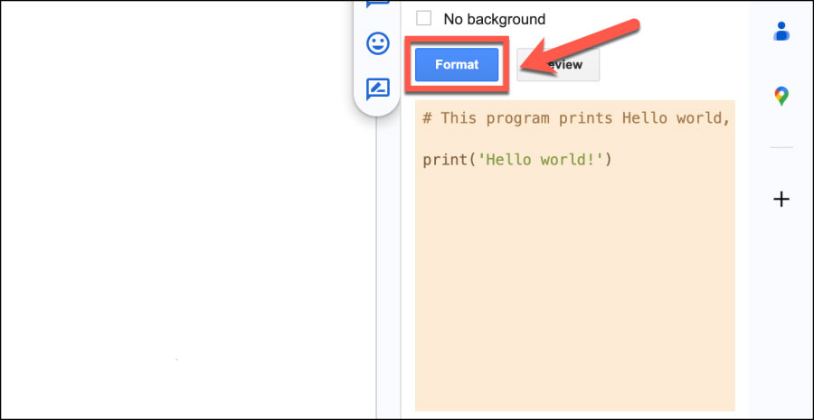 Định dạng code block trong Google Docs