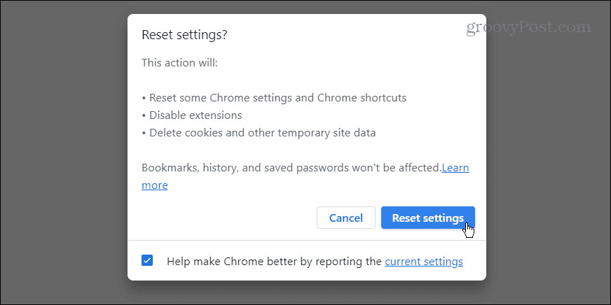 Reset Google Chrome về cài đặt mặc định