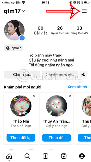 Tùy chỉnh Instagram