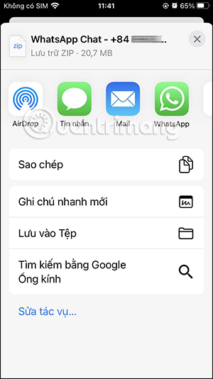 Xuất lịch sử trò chuyện WhatsApp iPhone 