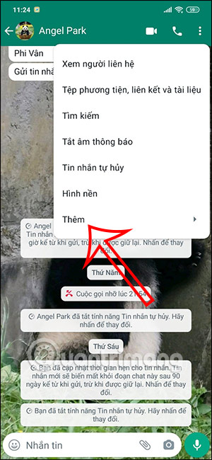 Thêm lựa chọn đoạn chat WhatsApp
