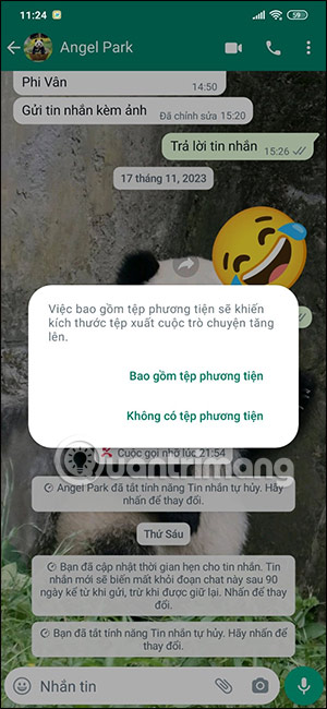 Chọn xuất tệp đa phương tiện WhatsApp