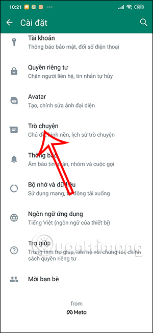 Chỉnh trò chuyện trên WhatsApp