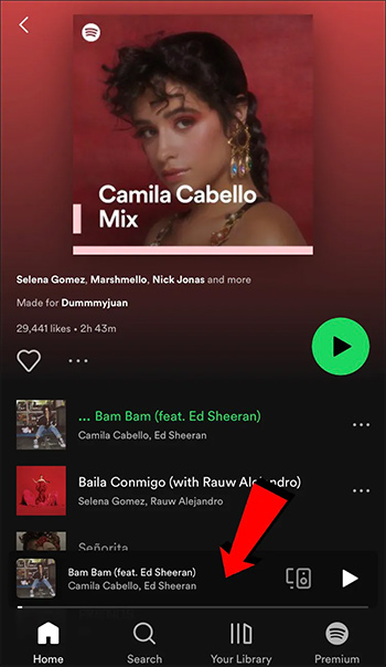 Mở giao diện phát nhạc trên Spotify