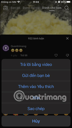 Tùy chọn biểu tượng cảm xúc video TikTok