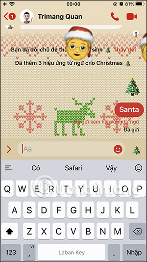 Hiện hiệu ứng trên Messenger