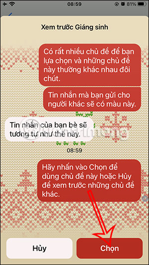 Cài chủ đề Giáng sinh cho Messenger
