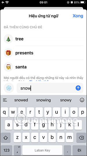 Add Christmas wording effects to Messenger