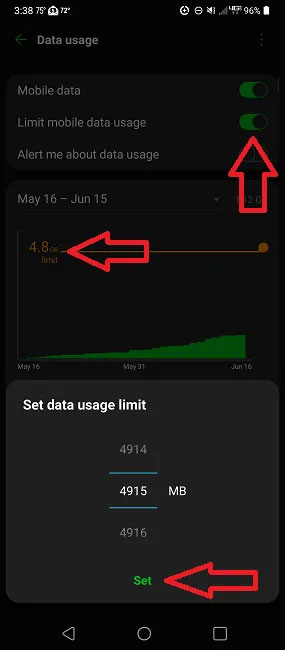 Đặt giới hạn dữ liệu trên Android