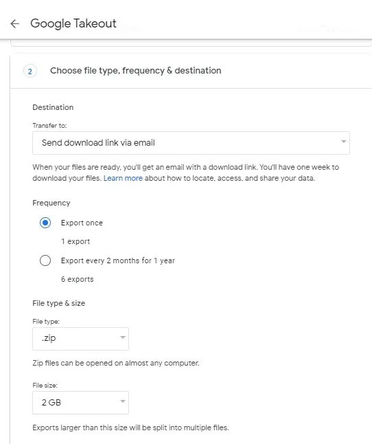 Sử dụng Google Takeout để sao lưu dữ liệu Google một lần.