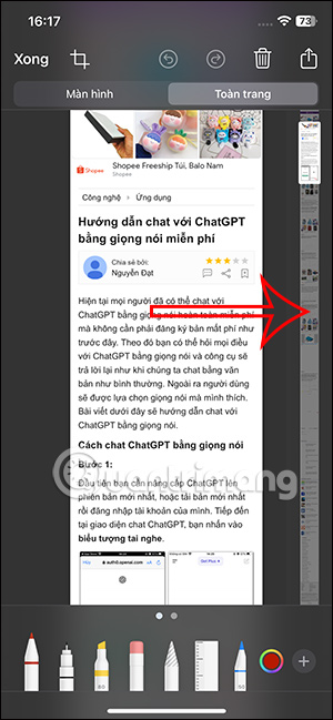Từng ảnh chụp trang web Safari