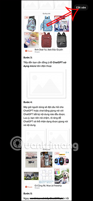 Chỉnh sửa ảnh chụp màn hình trang web Safari