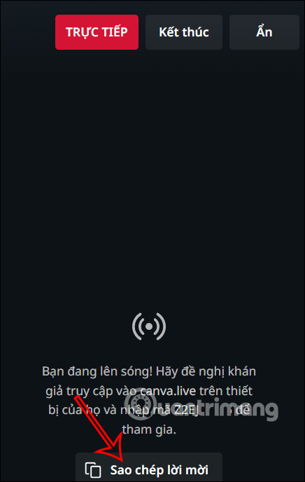 Sao chép lời mời tham gia thuyết trình online trên Canva