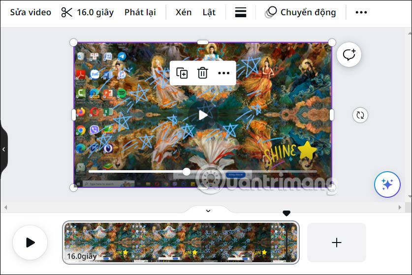 Giao diện chỉnh sửa video màn hình trên Canva