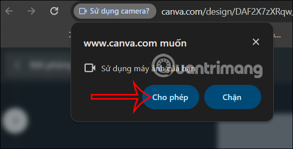 Truy cập webcam và micro trên Canva