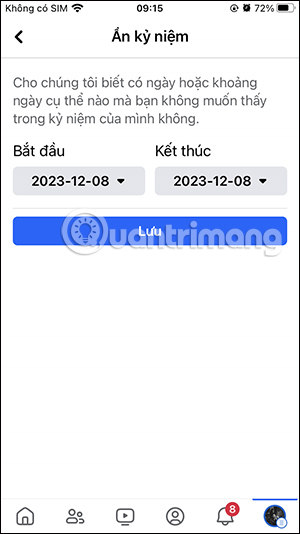 Chọn khoảng ngày