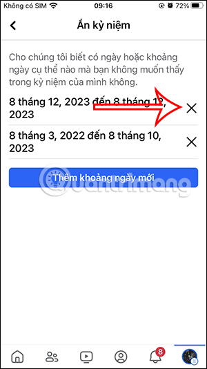 Các khoảng ngày ẩn kỷ niệm Facebook