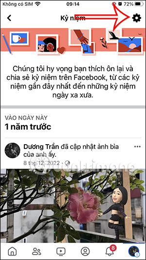 Cài đặt Kỷ niệm Facebook