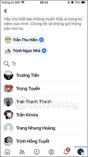 Bỏ người ẩn kỷ niệm Facebook